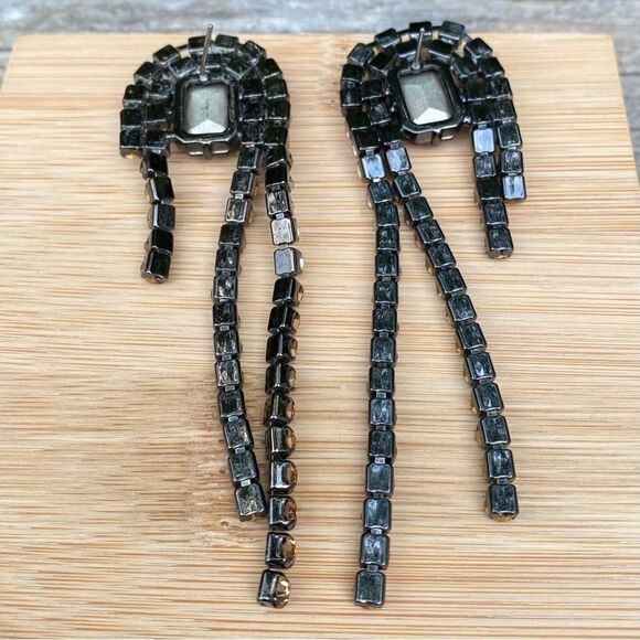 DEMARSON Divinia Multi-Color Waterfall Crystal Pierced Earrings Studs Designer - Picture 8 of 9